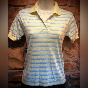 Vintage 1980’s Mister Noah Yellow, Pink, & Blue Striped Polo Women’s Medium